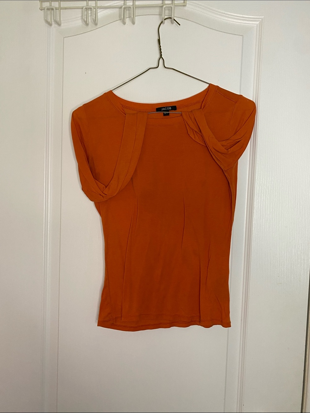 J. Crew Orange Short Sleeve Draped Shoulder Tee